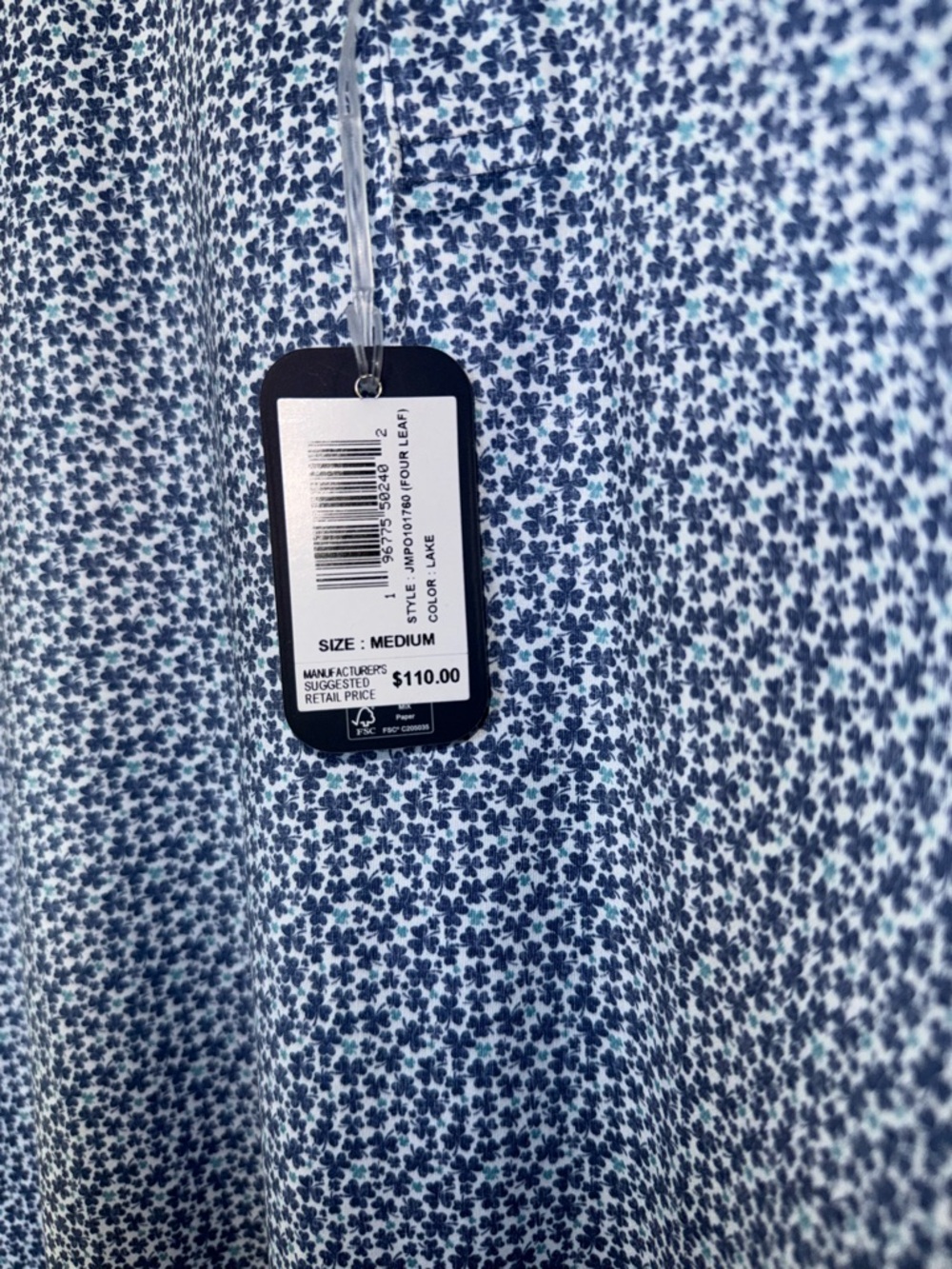 johnnie-O "Four Leaf" Featherweight Performance Polo in Lake Blue - NWT - Picture 7 of 9